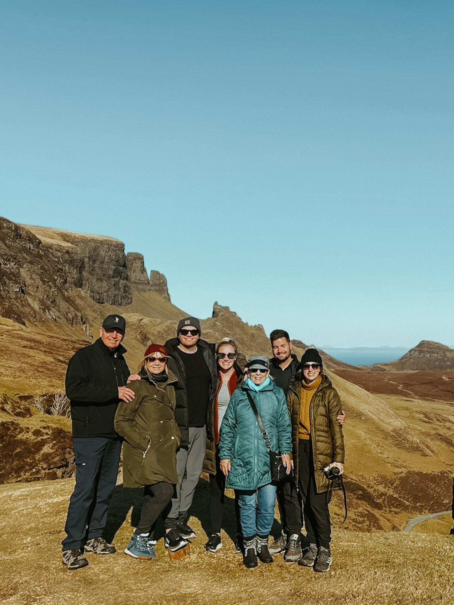 Family photo at The Quiraing on Isle of Skye, Scotland.