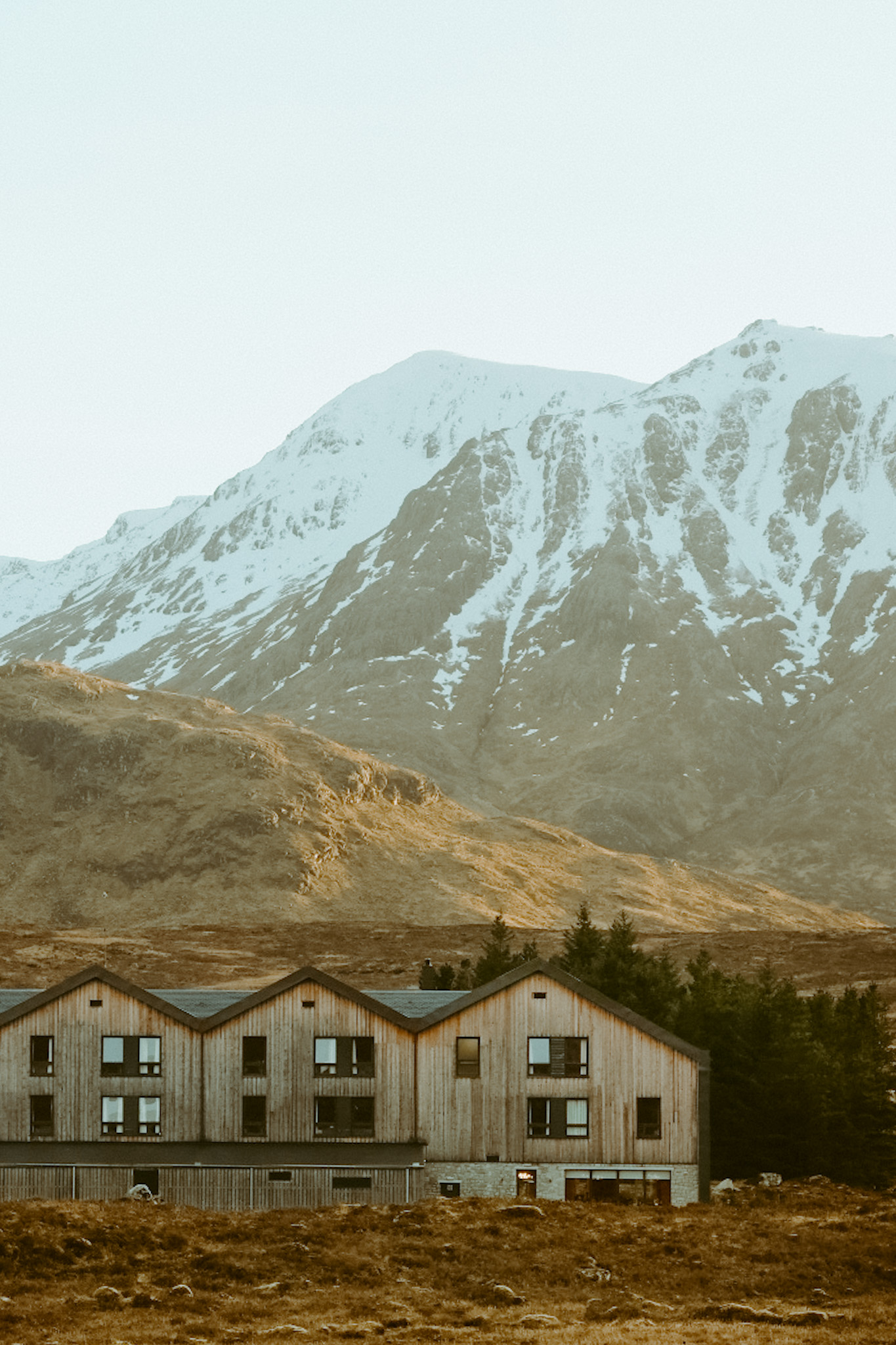 Mountains behind Kingshouse Hotel in Glencoe, Scotland.