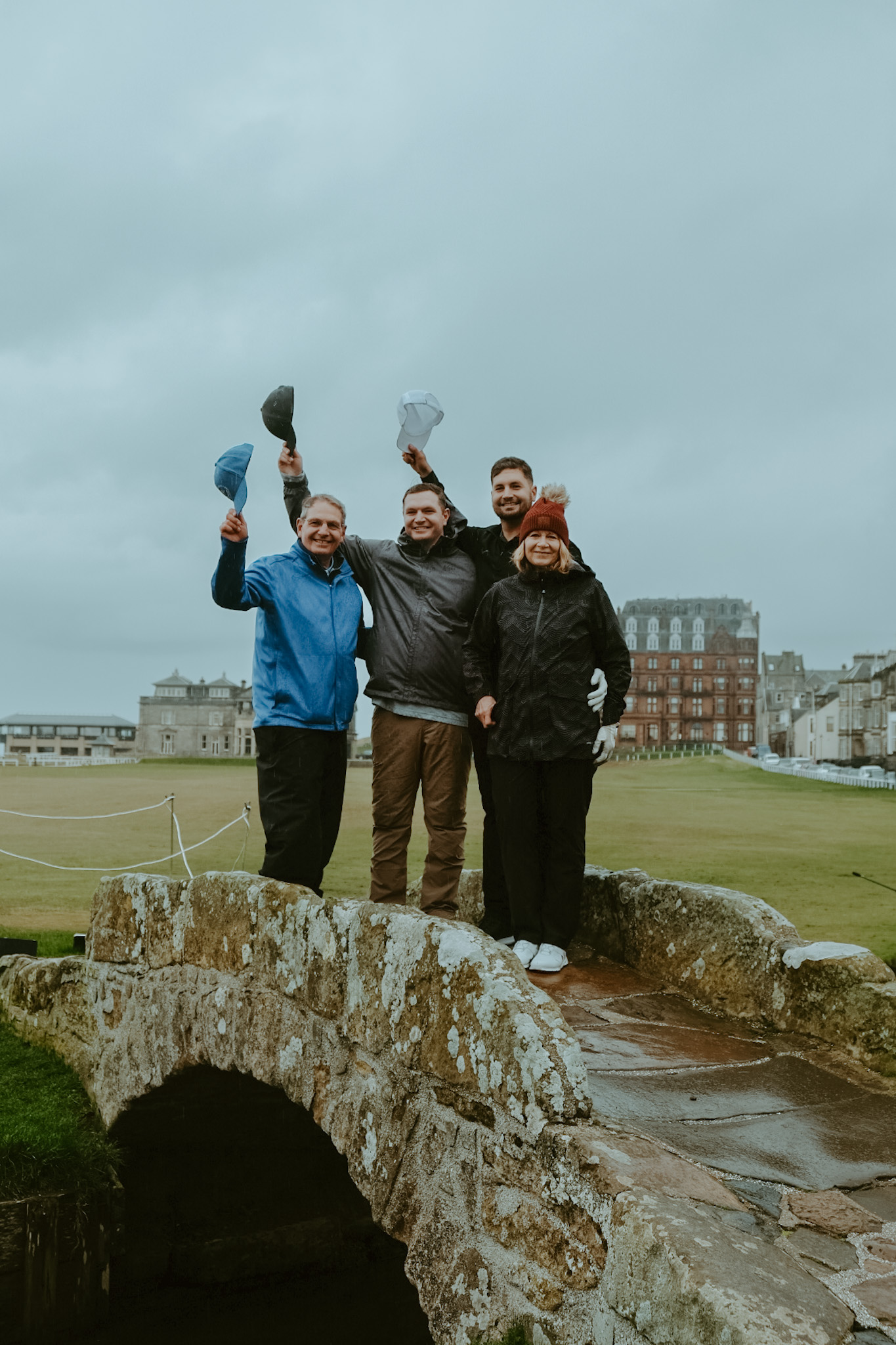 Golfing at The Old Course in St Andrews, Scotland.